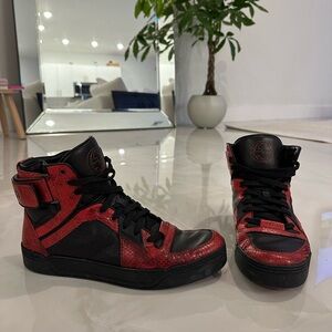 Gucci Red and Black High-Top Sneakers
